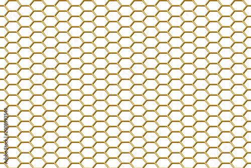 Photography Gold hexagonal metal grid pattern on transparent background