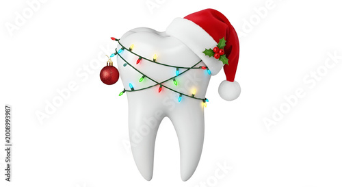 3D Tooth With Christmas Lig...