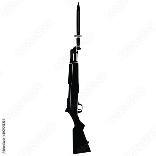 Quadro su tela Rifle vector illustration silhouette of vintage bayonet firearm isolated on white background