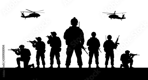 Tableau sur toile Soldiers in combat gear standing together.