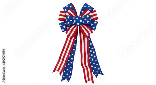Patriotic 4th of july bow american flag design isolated on transparent background