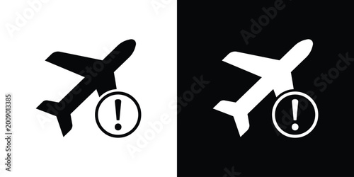 Quadro su tela Clean airplane icon paired with a circular exclamation point