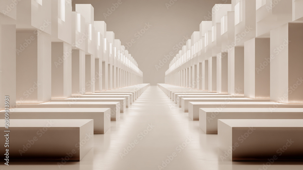 Fototapeta premium Efficiency concept perfectly aligned repeating elements with one streamlined path