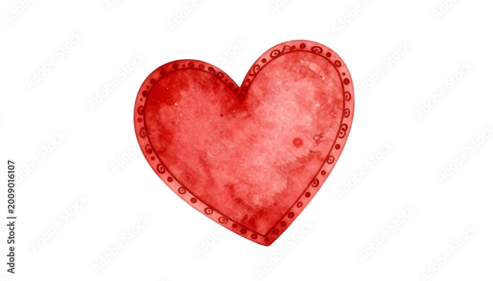Fototapeta premium A vibrant watercolor heart illustration for creative projects