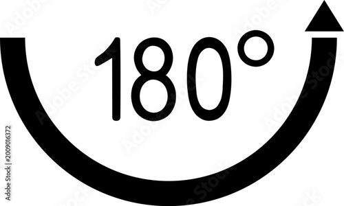 Photography vector icon showing a device rotation instruction with arrows indicating a 180 d