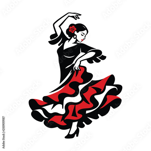 Bold Black and Red Flamenco Dancer