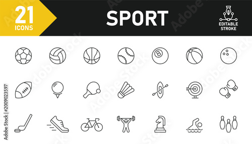 Foto Sport line icon set