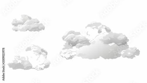 Tableau sur toile photorealistic cloud formations a set of three fluffy white clouds on a transpar