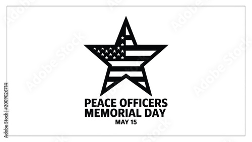 Bild auf Leinwand peace officers memorial day star badge with american flag pattern and date may 1