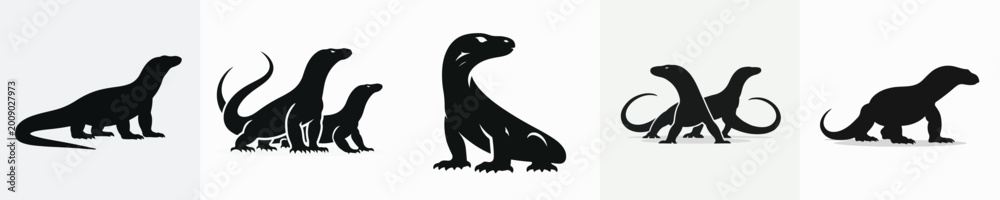 Fototapeta premium Komodo Dragon Silhouette Vector Illustration