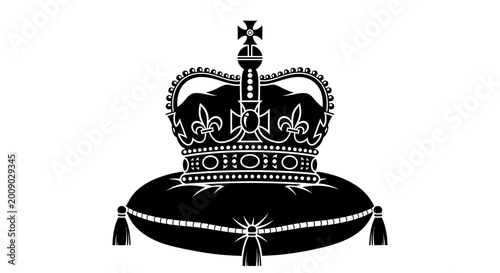 Canvas Print Royal crown, black illustration, vector icon, crown symbol