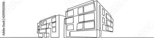 Obraz na płótnie continuous one line drawing of two modern apartment buildings a residential real estate complex in the city vecto