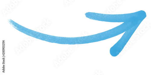 Blue curved arrow pointing right as isolated element