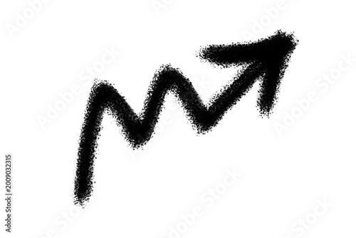 Wavy black spray paint arrow graph going up as PNG element
