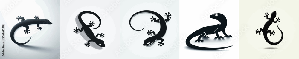 Obraz premium Gecko Silhouette Vector Illustration