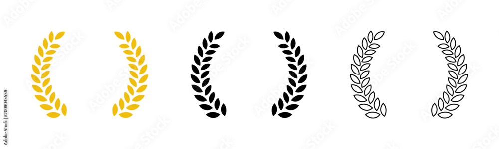 Naklejka premium Laurel wreath branches icon set