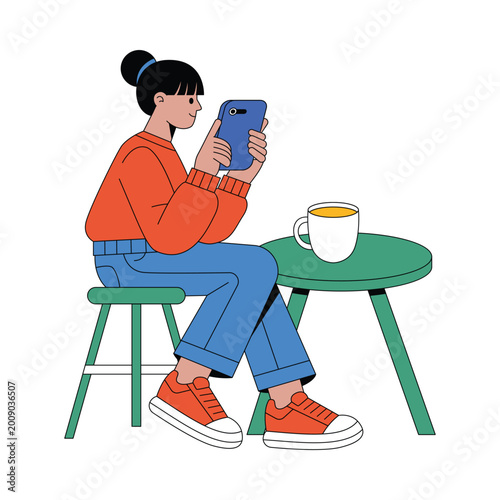 Bild auf Leinwand Cafe Browsing Vector illustration. EPS 10