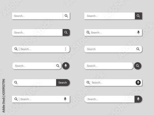 Search bar for ui navigation buttons for app and web. Search browser bar, magnifier button. Vector illustration