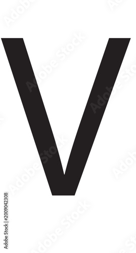 Fotografie Minimalist black letter V vector icon, bold sans serif capital letter V typograp