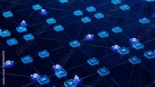 Loopable 3D Animation: Neural Network where Adorable AI Agents Execute Tasks, Perform Actions and Process Automation. Agentic AI Platform Where Autonomous Agents Working Together to Achieve Goals