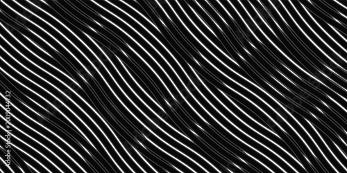 Seamless wavy abstract lines vector on black background.
