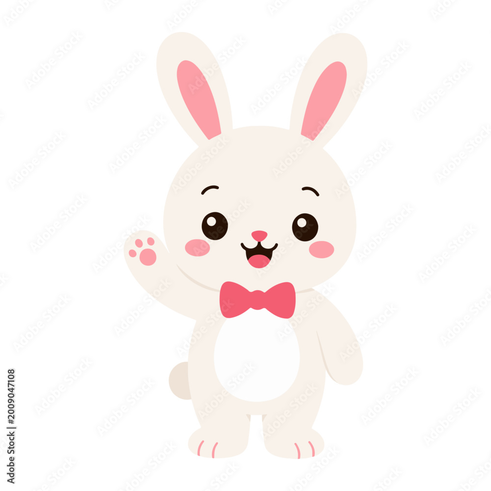 Obraz premium Cute bunny illustration with bow tie for nursery design concept