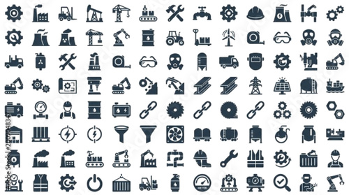 Fotografie Industrial icons pack , white background