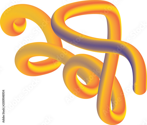 3d golden swirling abstract tube illustration