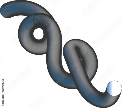 3d abstract swirl black tube with circular cutout