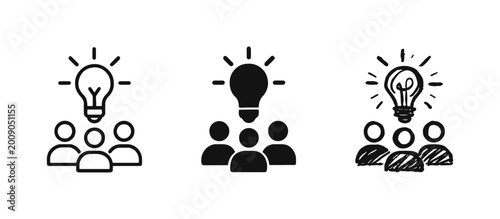 Cuadro en lienzo Light bulb over group of people icons for team idea
