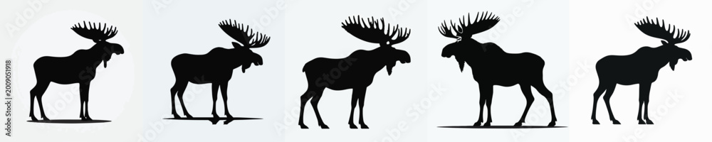 Fototapeta premium Moose Silhouette Vector Illustration