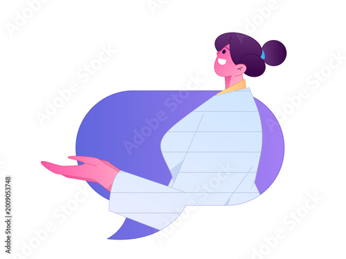 Flat vector illustration of business people operating work scene
