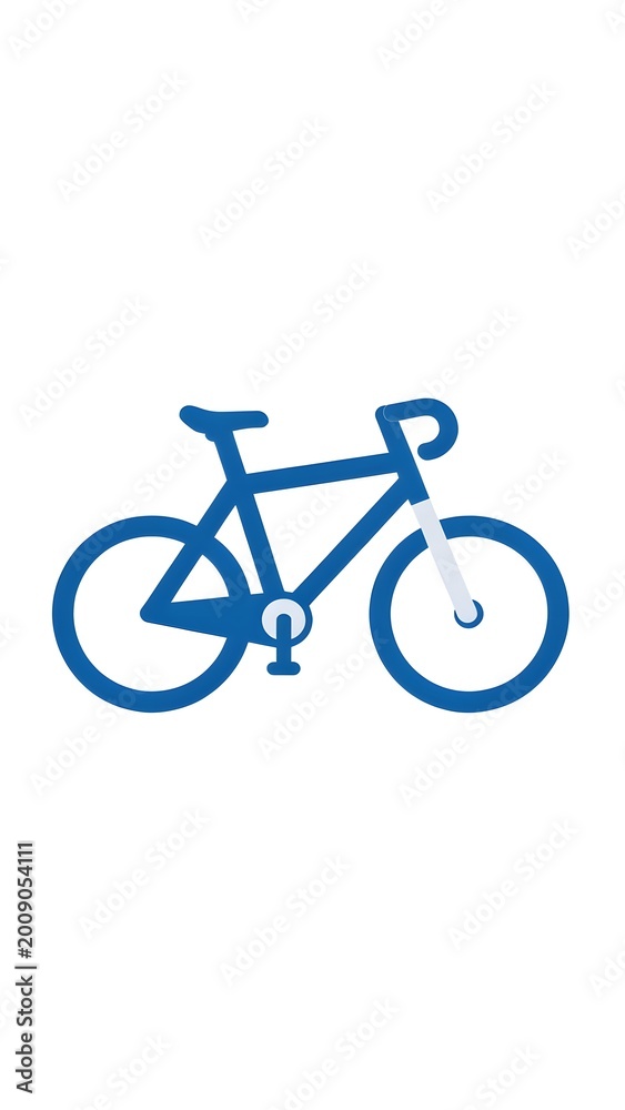 Fototapeta premium Blue Bicycle Icon with Pedals and Frame