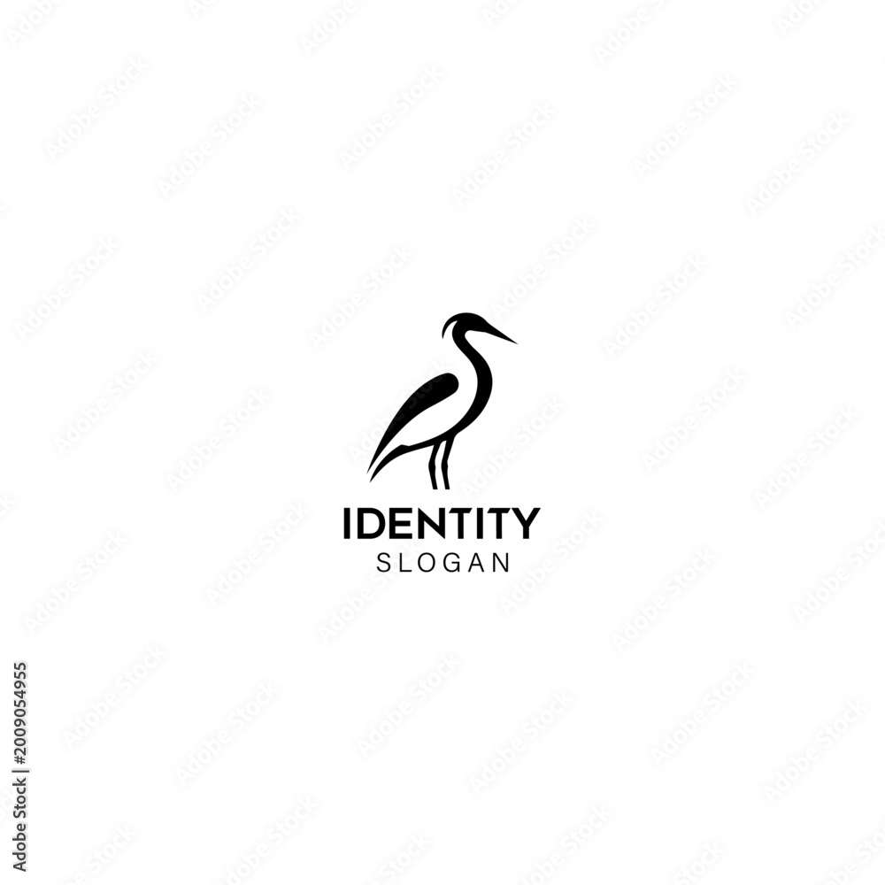 Fototapeta premium Minimalist heron logo, elegant crane bird vector. Professional Heron logo. Bird Logo Idea. 