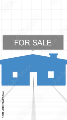 Generic Housing Market Icon on Fake Real Estate Map - For Sale - Vertical