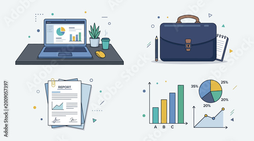 Foto Business finance and office supplies.