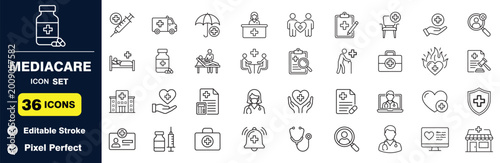 Medicare icon set for healthcare and medical services