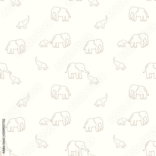 elephant mom and baby seamless pattern