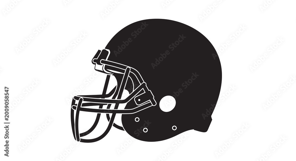 Fototapeta premium American football helmet silhouette on a white background