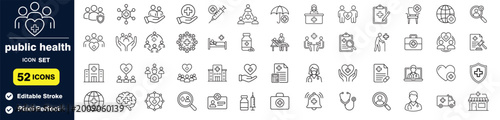 Public health icon set for medical and healthcare services