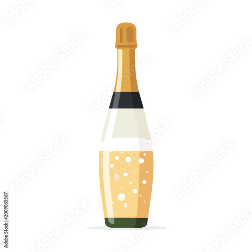 Konstfotografi Modern flat 2D vector illustration of a Champagne, minimal design style on a white background