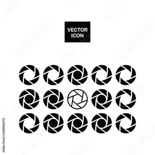 Camera aperture icon set with aperture photography abstract