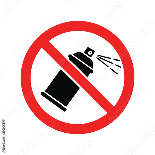 Fényképezés No spray paint sign with a black aerosol can icon inside a red circle warning sy