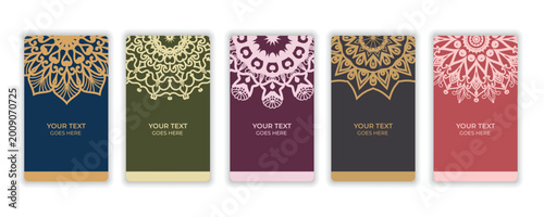Ornamental Floral Mandala Background Card Set Collection Design