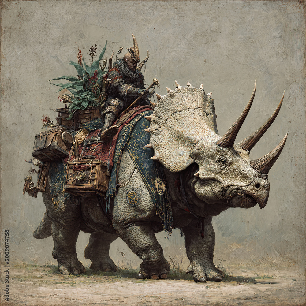 Fototapeta premium Majestic Triceratops in Dramatic Sky