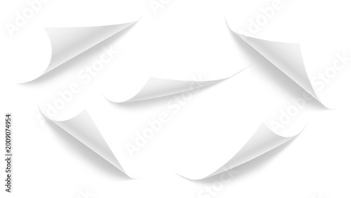 Bild auf Leinwand Realistic curled paper corners set, page curl effect with realistic shadow