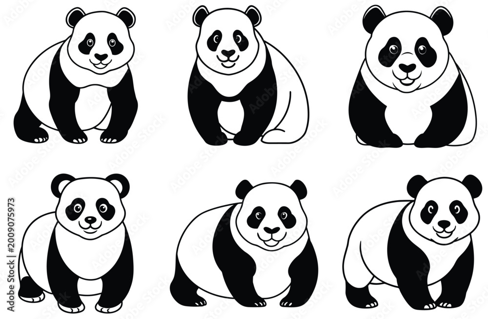Obraz premium Baby panda waving paw cartoon, vector illustration