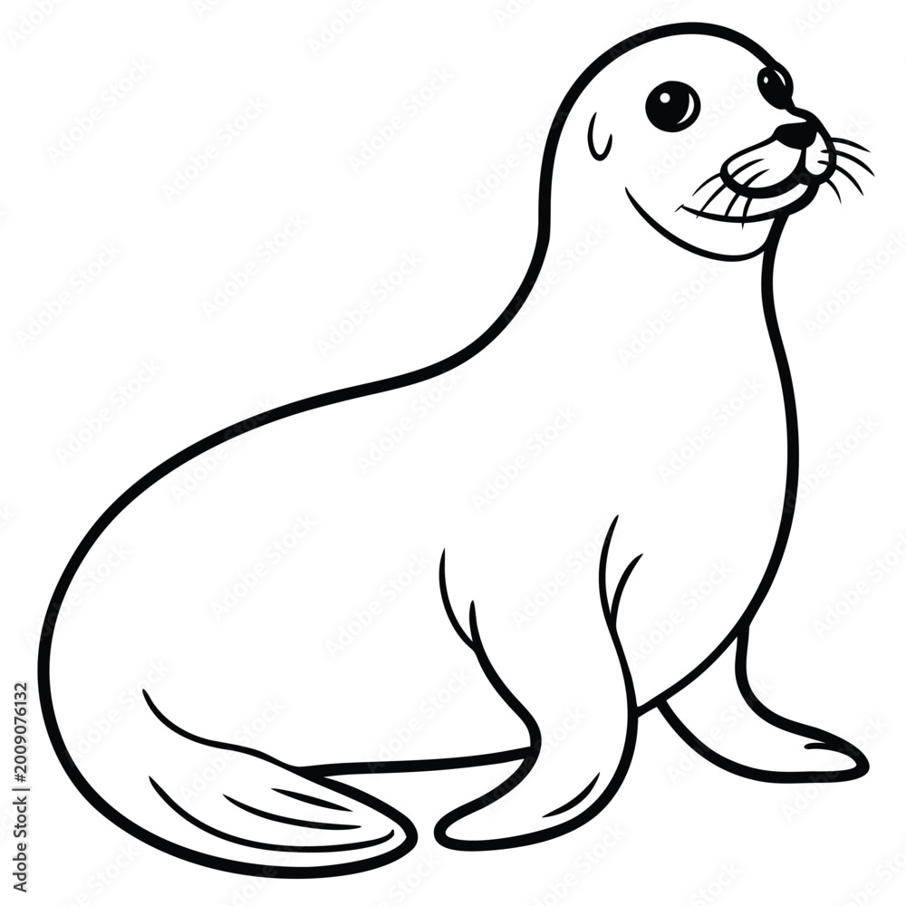 Fototapeta premium walrus vector silhouette icon - , ideal for wildlife, safari, and animal-themed illustrations.
