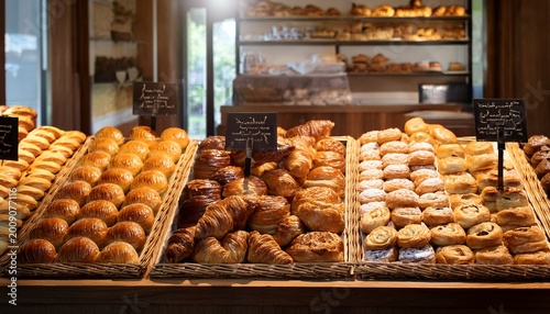 a bakery display of pastries