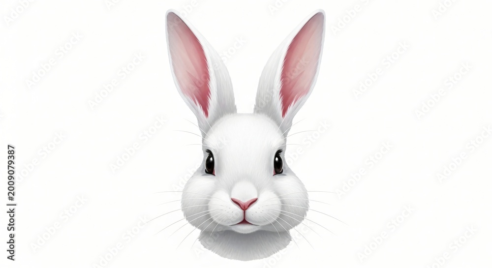 Fototapeta premium White rabbit face illustration on transparent background
